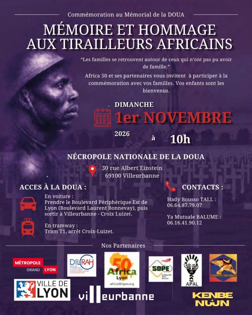 Cimetière militaire de La Doua à Villeurbanne, lieu de mémoire des soldats africains honorés le 1er novembre 2026